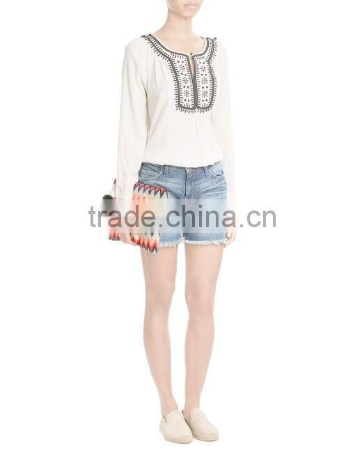 multi color woven cotton clutch bag for women