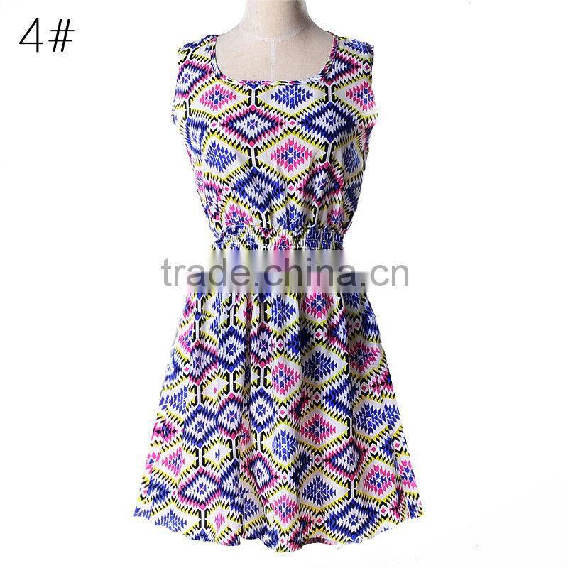 Cotton sleeveless dresses with different patterns 25 styles for your free choose