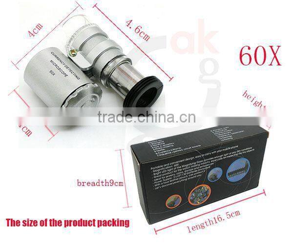 2015 Hot selling product 60x microscope lens with LED light for smartphone