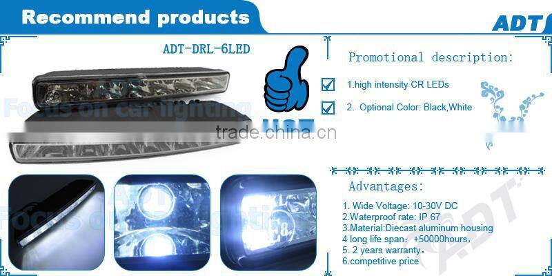 2X Bright 6LED 12V Super White Car Driving Lamp Fog DRL Daytime Running Light