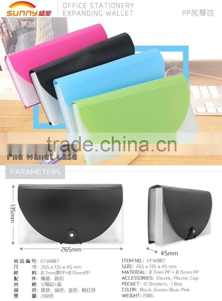 Eco-friendly PP Plastic Expanding File Wallet Case Expandable Document Bag