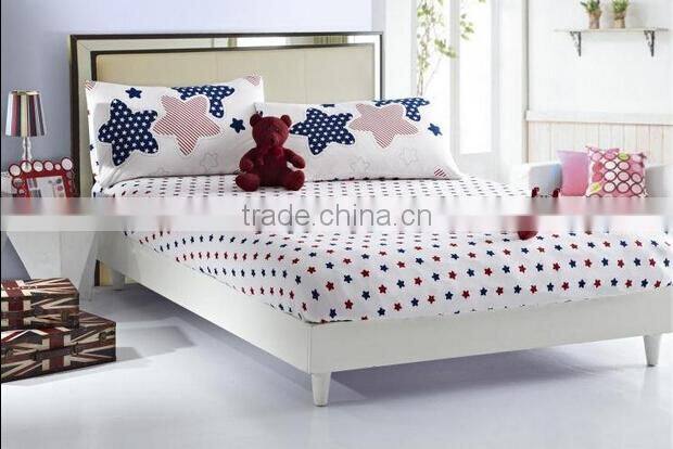 100% cotton new designed most comfortable knitted star printing 4piece sheet set