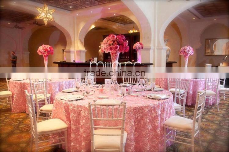 120 Round Tablecloth Satin Rosette Embroidery Table Cloth