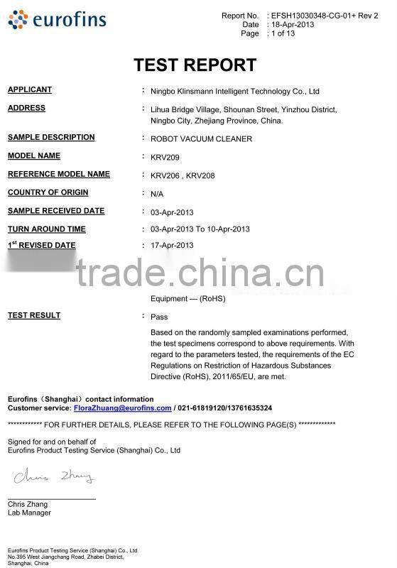 High Quality Robot Vacuum Cleaner ,China Famours Water Filtration Vacuum Cleaner KRV206