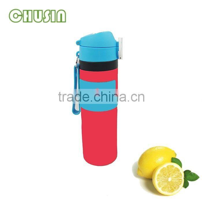 Wholesale food grade silicone water bottle with straw and handle