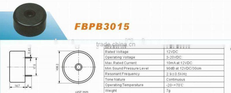 cheaper 1.5v 80DB 23mm buzzer with drive unit FBPB3015