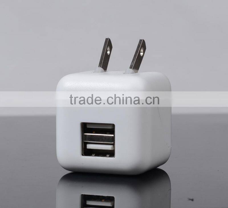 ETL certified 5V 2.1A Super Mini Dual USB travel charger with foldable US plug for iPhone 6S 6Plus 5S