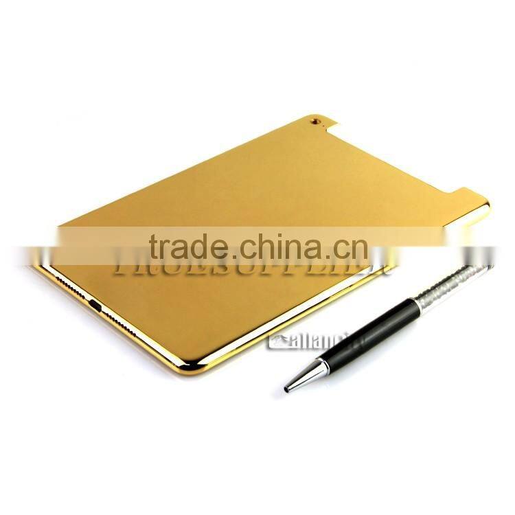 3 micron Luxury Dubai Gift Shiny 24kt gold plated back cover housing battery door for iPad mini 4 4G+wifi edition
