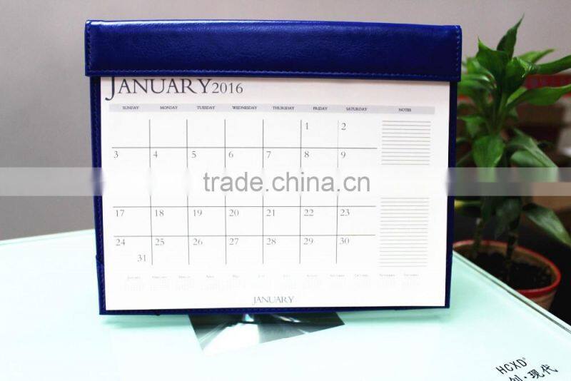 2016 leather table calendar /wall calendar, custom dairy for gift