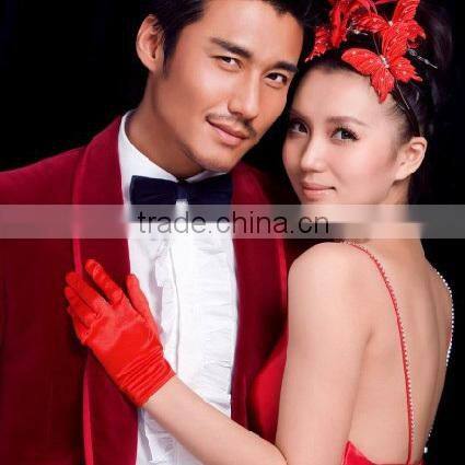 Hot Selling Wrist Length Short Satin Gloves