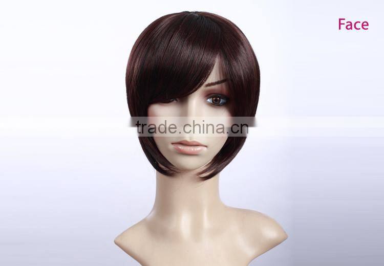 Wet and wavy cheap lace front wig short wig synthetic bang wholesale european kosher wig distributor