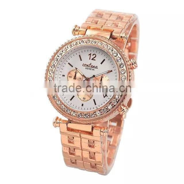 geneva rhinestone diamond metal women gold wrist watch