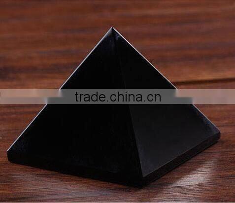 Gemstone black obsidian pyramid for home decoration
