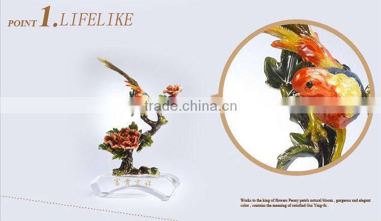 RORO Wealth and Auspice peony enamel pewter crystal decorative article for home decoration