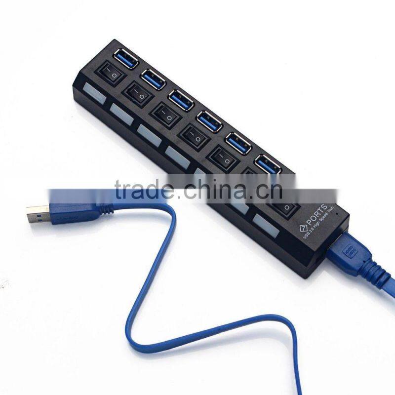 7 PORT USB 3.0 HUB High Speed Power Cable For PC Desktop Laptop Notebook