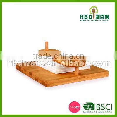 BSCI factory top grade bamboo wood tissue holder, napkin holder wholesale