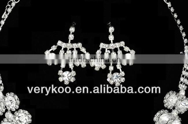 latest wholesale fashion beautiful wedding crystal bridal jewelry set