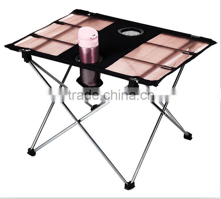 folding camping picnic table with cup holders