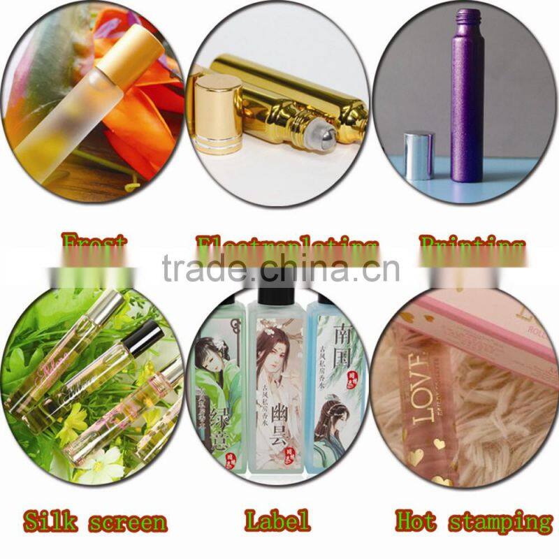 5ml 10ml 15ml clear amber blue glass roll on bottle for perfume