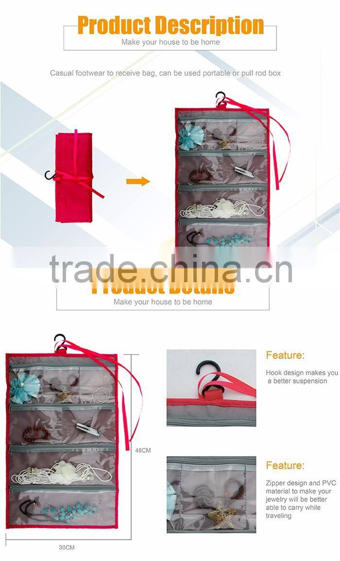 Foldable Girl Cosmetic Jewelry Roll UP Bag, Cheap Easy Travel Roll up Bag