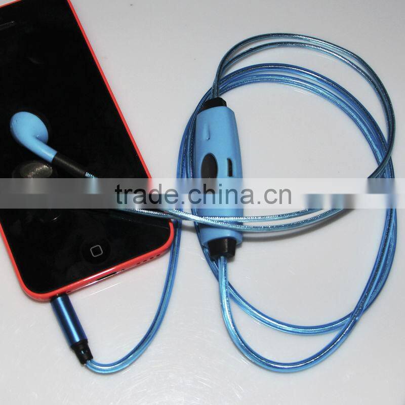 Fashion visible flow light EL earphone for mobile phone, cheap led light headset earbud
