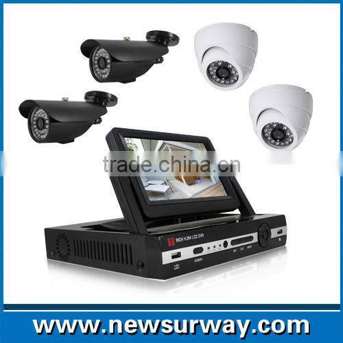 Ecnomic 4ch DVR Kit with Color CMOS 650 TVL dome and waterproof IR Camera,standzlone DVR