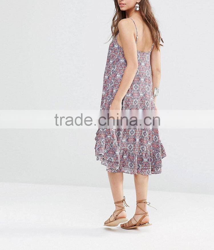 China manufacturer casual summer paisley print slip midi dress for girls