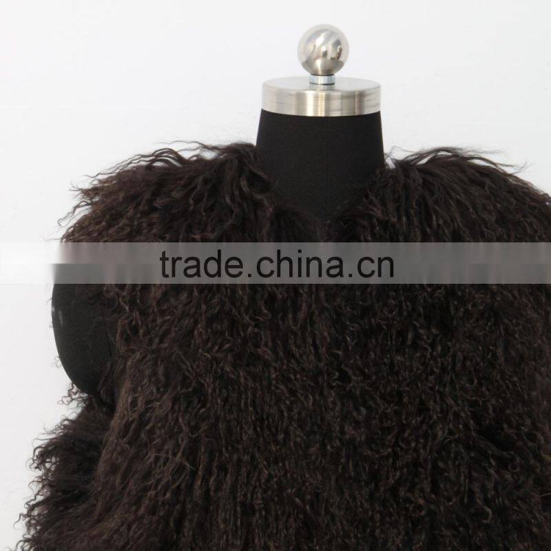 Fashion design Mongolian lamb fur coat genuine women popular Mongolian lamb fur vest