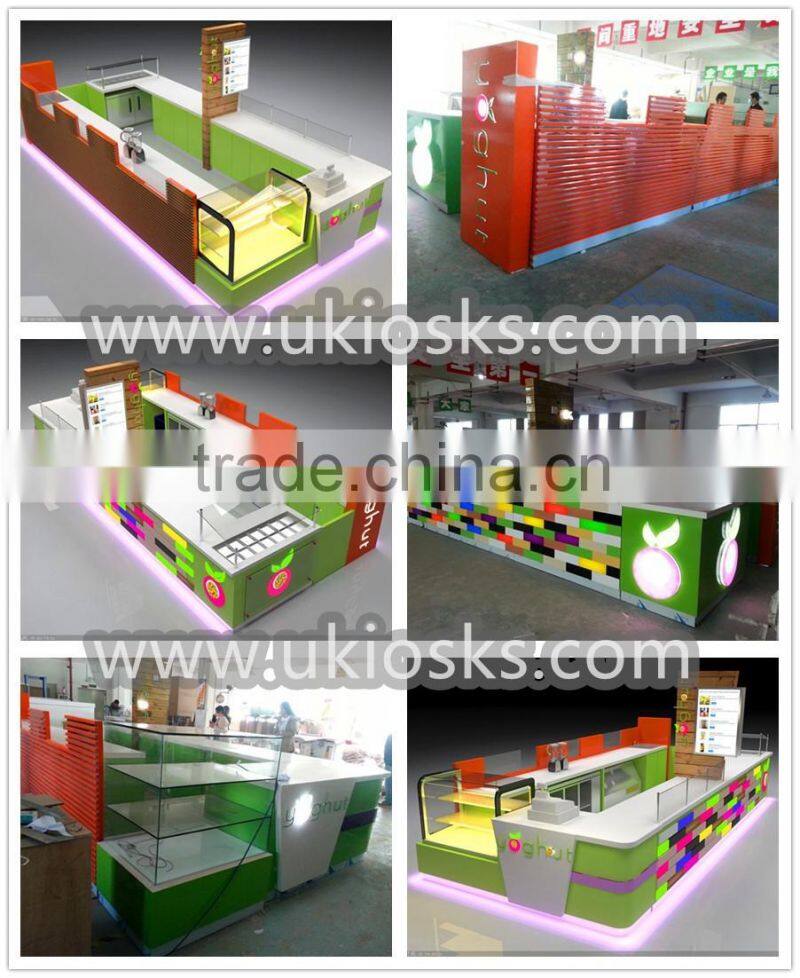 Indoor juice shop interior design, juice shop furniture, mall juice kiosk hot sale in USA