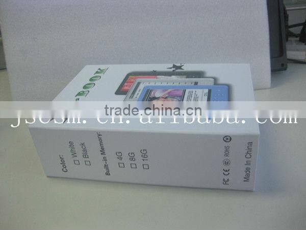 Hot! 7'' touch screen e-book with multifunction color-screenTFT PDF EPUB support video music photo support made in china