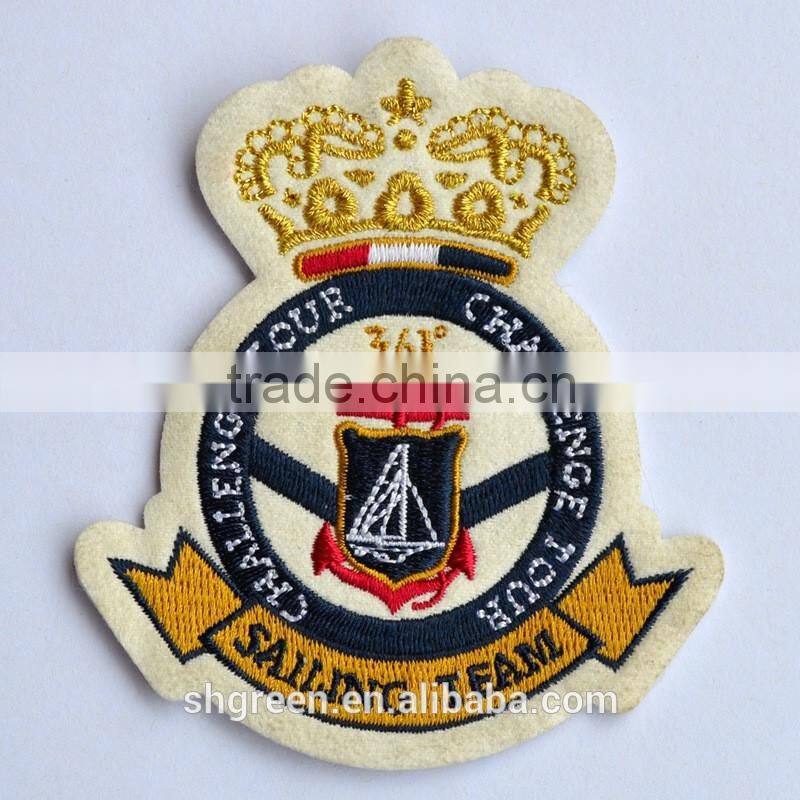 Eco-friendly green leaf-shaped iron on embroidery label