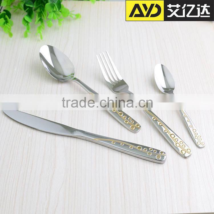 bulk flatware , gold plated flatware , spiral handle flatware sets
