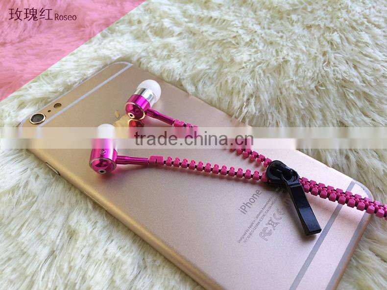 SNHALSAR free samples mobile sport earphone, zipper metal earphones
