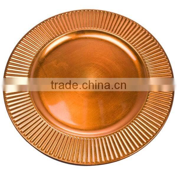 33cm white round sunflower style plastic charger plate