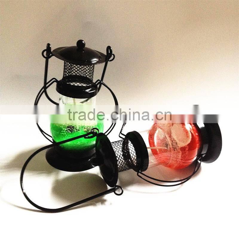 Wholesale High Quality and Aladdin Lamp Design as Wedding Decoration's Metal Lantern with Jelly Candle