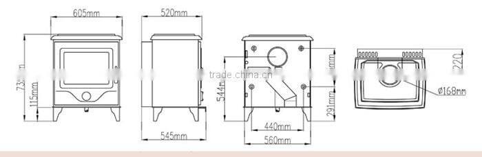 Cast iron type wood burning stove/Fireplace with back boiler DHF910B