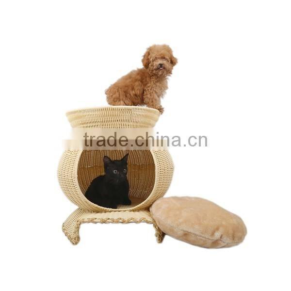 Luxury cat product wholesale wicker hand woven house for cats