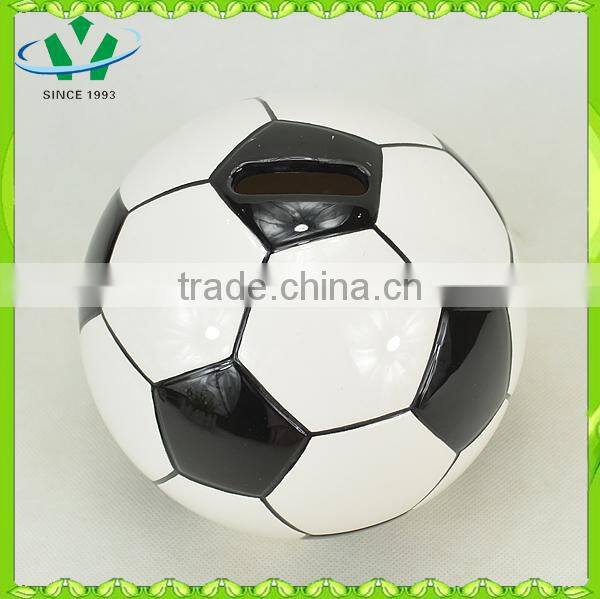 Ceramic coin factory bank with football design