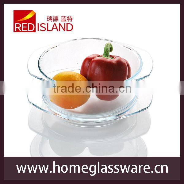 1L transparent tempered glass bowl set for microwave oven