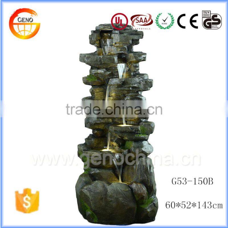 Moss color Stone Rocky water fountain resin crafts for garden decoration