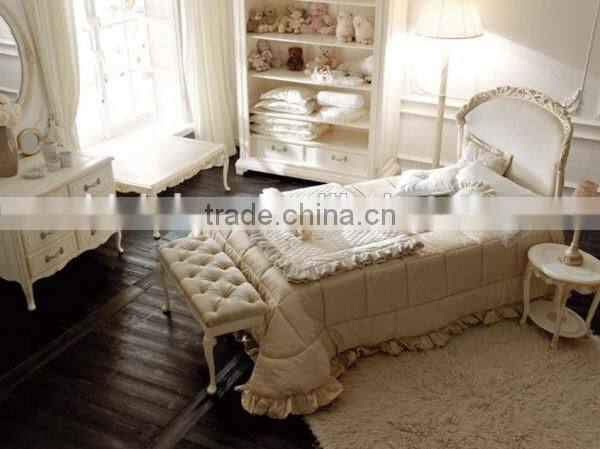 Victoria Style Carved Wooden Uphostered Bed, Ornate Design Children Bedroom Furniture Set, Child/Kid's Bed Set