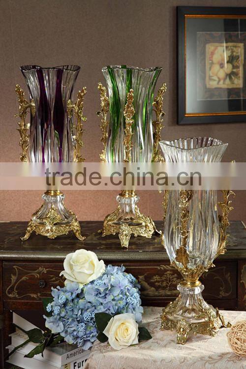 Royal Bronze Crystal Fruit Bowl, Unique Home Decorative Crystal with Brass Fruit Bowl (BF01-0207-1)