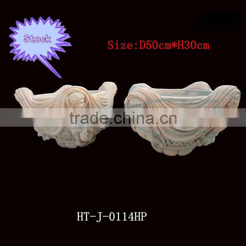 Hand Carved Garden Sunset Red Flowerpot