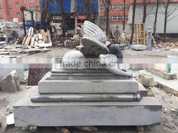 Large natural grey marble weeping angel tombstone for sale