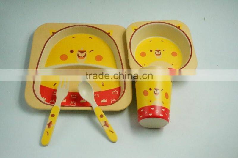 Green best selling baby bowl, spoon bowl cup bamboo fiber eco-friendly baby dinner set