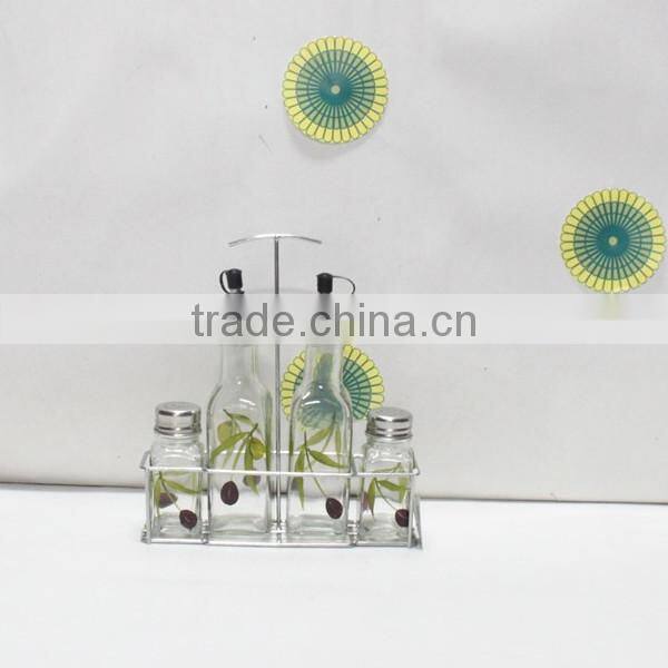 250ml square glass oil and vinegar bottle with decal