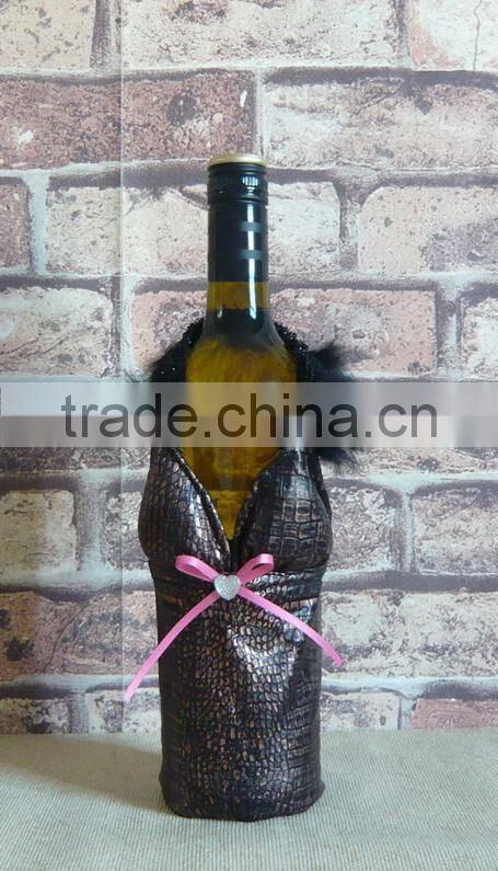 animal design with handle leather fabric wine bags