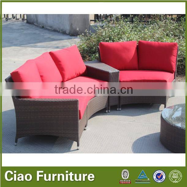 Outdoor garden furniture rattan round sofa sectional sofa set