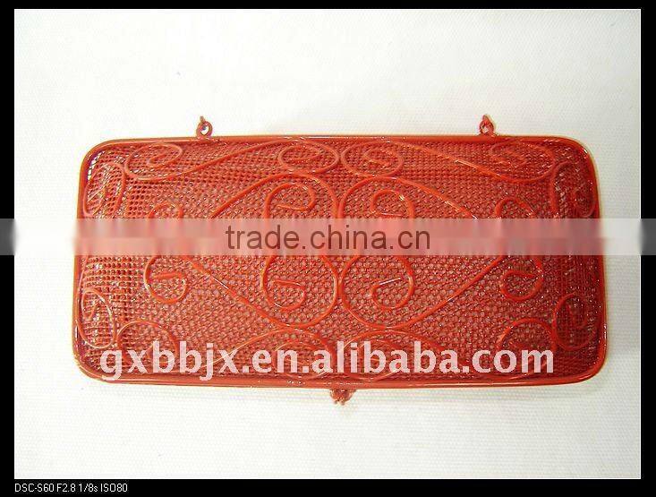 Rectangle red wire storage multi-purpose storage hamper