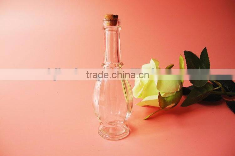 mini long cut flower glass container with wooden cover